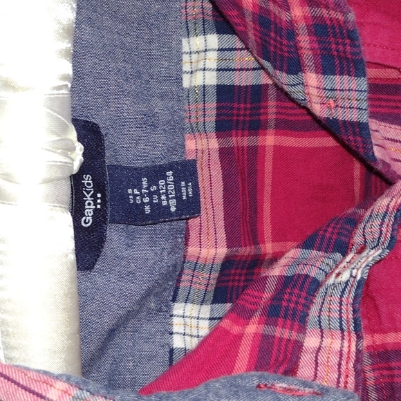 GAP Pink Plaid Tunic Shirt with Gold Shimmer and Tie Belt - Picture 2 of 6